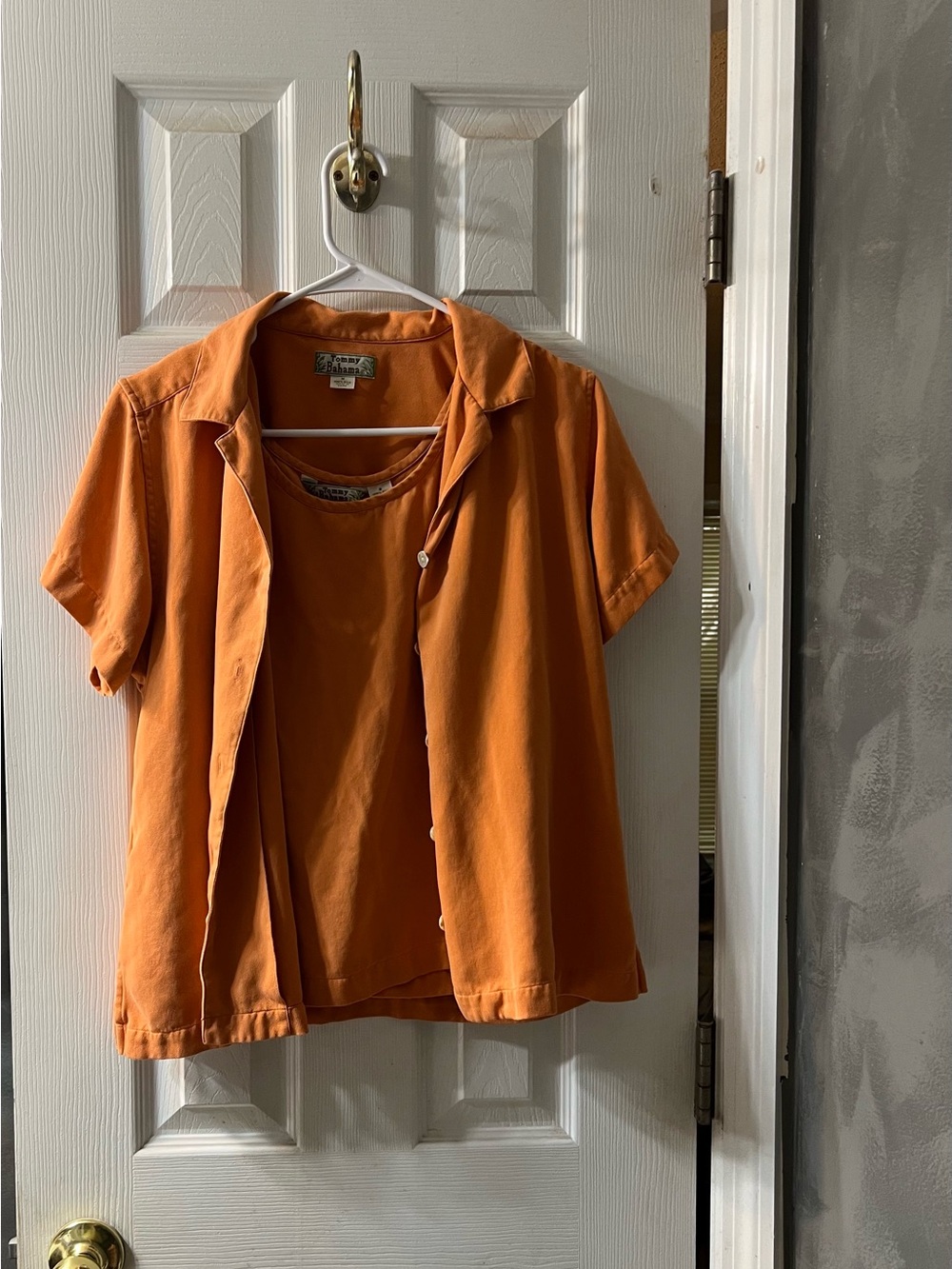 Tommy Bahama 100% Silk Matching Set Burnt Orange Button Down & Tank S/M
